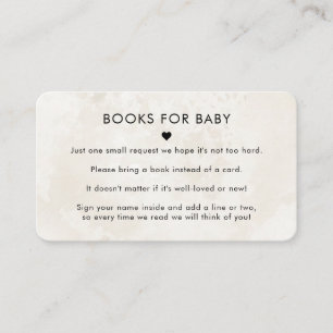 Elegant Chic Marble Simple Books for Baby Shower Enclosure Card