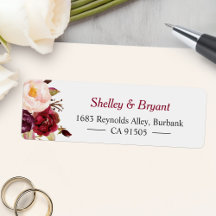 Elegant Chic Marsala Burgundy Floral Address