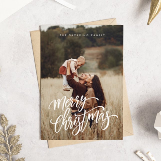 Elegant Chic Merry Christmas Photo Holiday Card (Creator Uploaded)