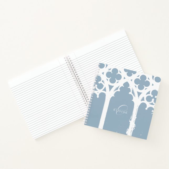 Elegant Chic Minimal Gothic Arch Typography Blue Notebook (Inside)