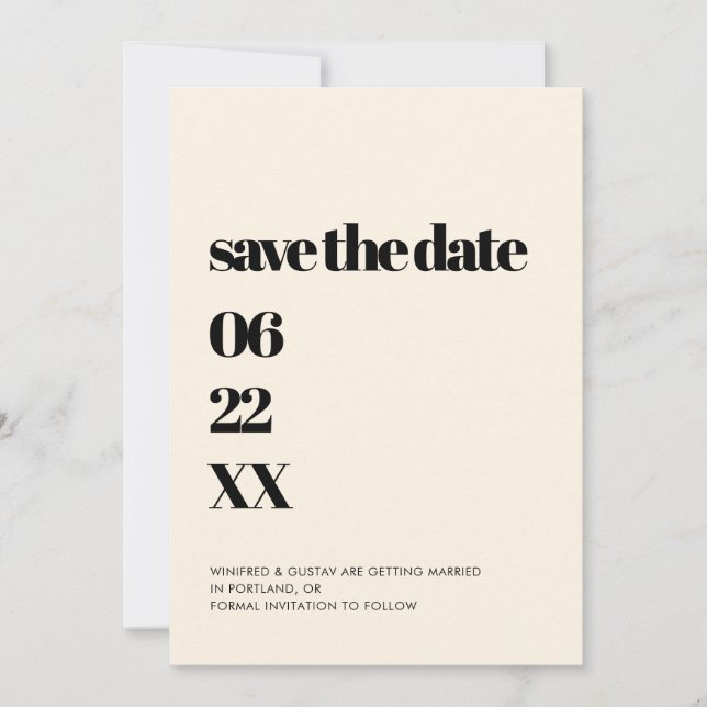 Elegant & chic minimalist Save the date (Front)