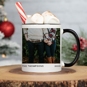 Elegant Chic Minimalistic Single Photo Christmas Mug