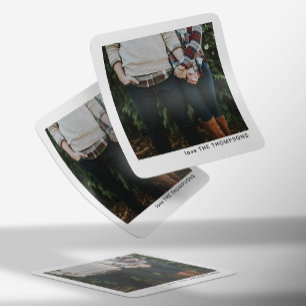 Elegant Chic Minimalistic Single Photo Christmas Square Sticker