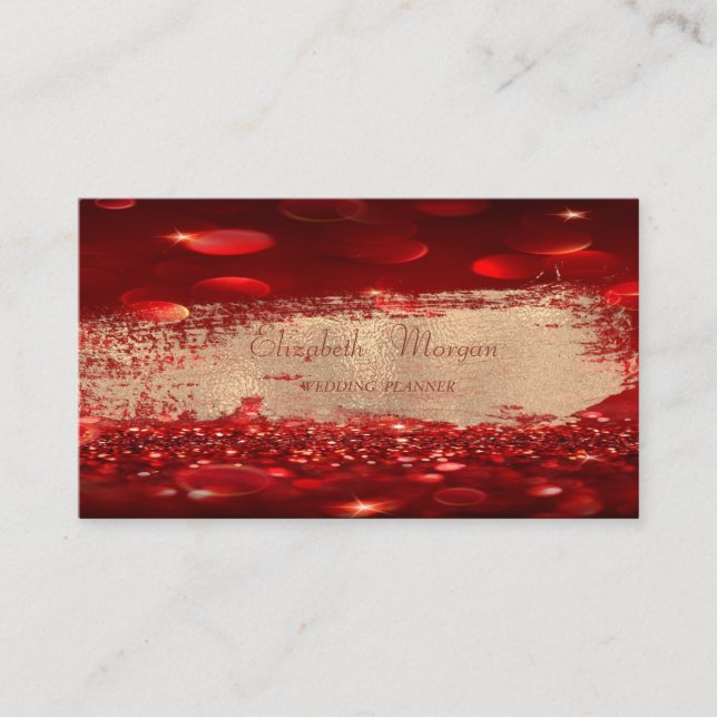 Elegant Chic Modern Bokeh,Faux Gold Brush Stroke Business Card (Front)