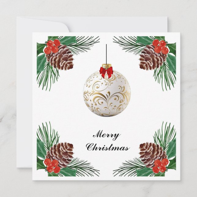 Elegant Chic Modern Colourful Merry Christmas Ball Holiday Card (Front)