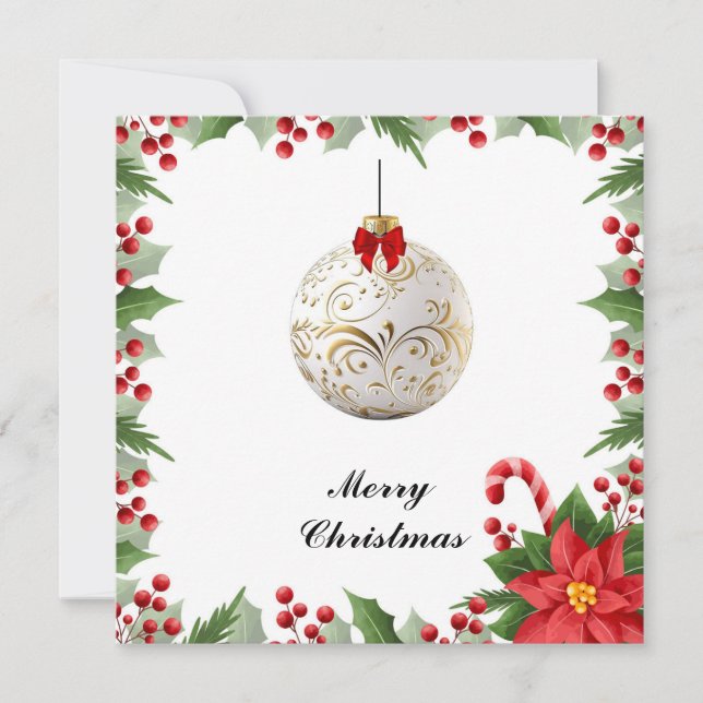 Elegant Chic Modern Colourful Merry Christmas Ball Holiday Card (Front)