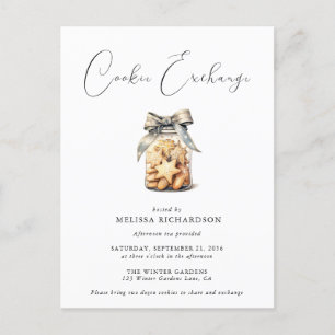 Elegant Chic Modern Cookie Exchange Invitation Postcard