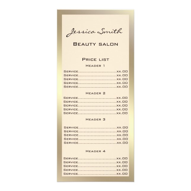 Elegant chic modern luxury faux gold rack card (Front)