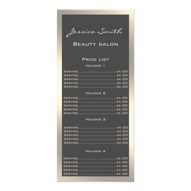 Elegant chic modern luxury faux gold rack card (Front)