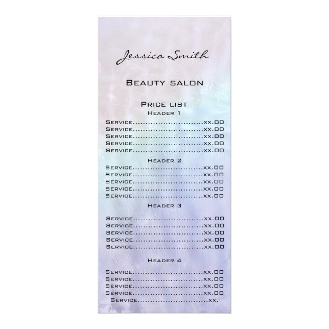 Elegant chic modern luxury holographic menu card (Front)