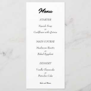 Elegant Chic Modern Minimalist Black and White Menu