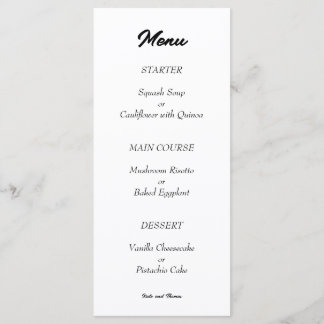 Elegant Chic Modern Minimalist Black and White Menu