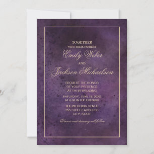 Elegant Chic Modern Plum Purple Wedding Invitation