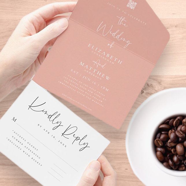 Elegant Chic Modern Simple QR Code Wedding All In One Invitation (Creator Uploaded)
