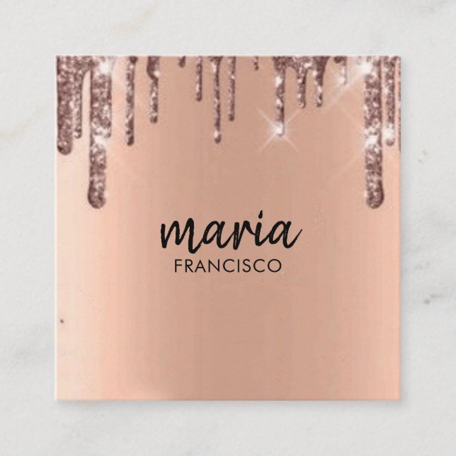 Elegant chic modern square minimalist white  square business card (Front)