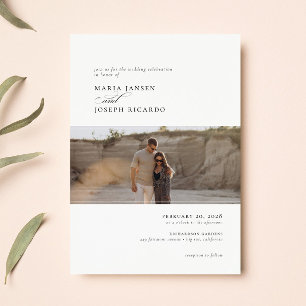 Elegant Chic Modern White Photo Wedding Invitation