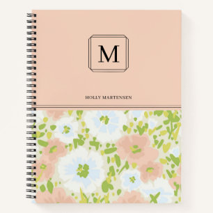 Elegant Chic Monogram Flower Pattern Personalised  Notebook