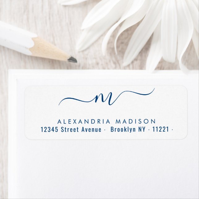 Elegant Chic Monogram Navy Blue Modern Typography (Insitu)