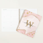 Elegant Chic Monogram Pink Gold Glitter Marble Planner<br><div class="desc">Elegant Stylish Chic Monogram Script Name Pink Gold Glitter Marble Planner. Personalise yours today!</div>