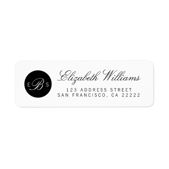 Elegant Chic Monogram Return Address Labels (Front)