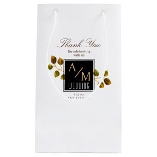 Elegant Chic Monogram White Small Gift Bag