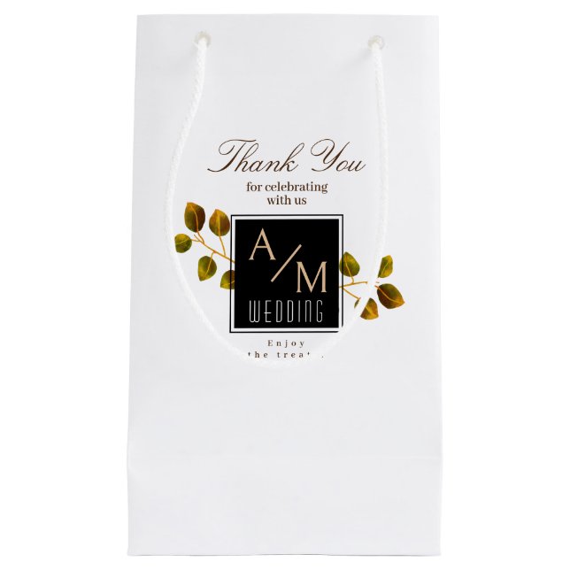 Elegant Chic Monogram White Small Gift Bag (Front)