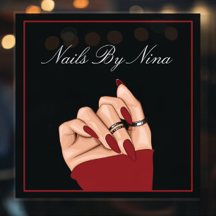 Elegant Chic Nail Artist Salon Black & Red  Window Cling