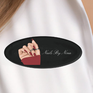 Elegant Chic Nail Artist Salon Manicurist Uniform  Name Tag