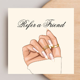 Elegant Chic Nail Salon Manicurist Referral Card 