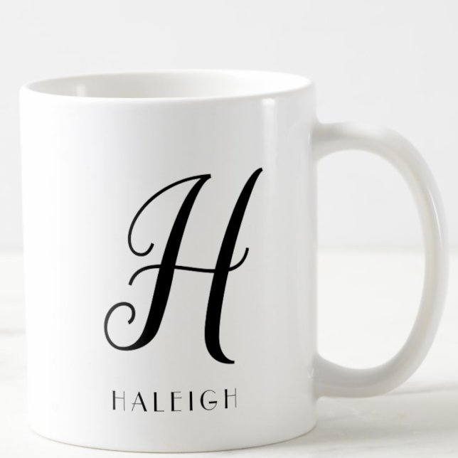 Elegant Chic Name with Monogram Coffee Mug ("Everyday is abundantly beautiful." 
Sincerely Best Wishes from Lucky Design World)