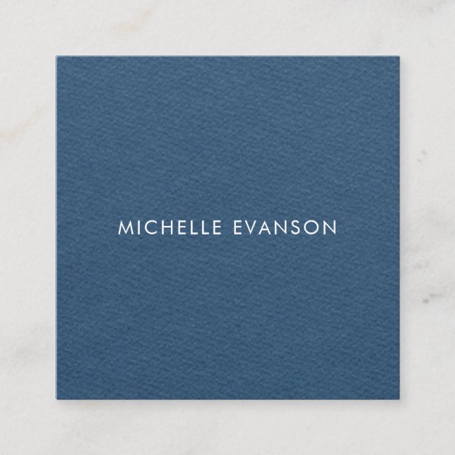 Elegant Chic Navy Blue Minimalist Square Business Card (Front)