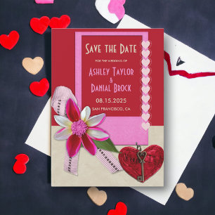 Elegant Chic Ornate Valentine Red Romantic Wedding Save The Date
