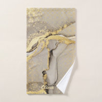 Elegant chic paste grey gold marble bath towel