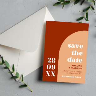Elegant Chic Peach Terracotta Arch Boho Wedding Save The Date