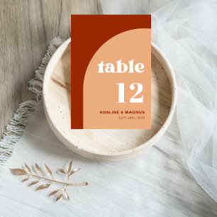 Elegant Chic Peach Terracotta Arch Boho Wedding Table Number