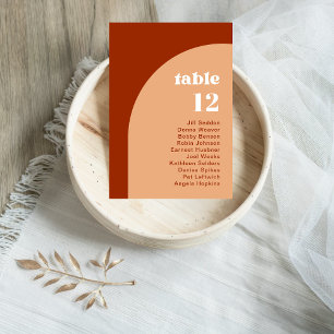 Elegant Chic Peach Terracotta Arch Boho Wedding Table Number