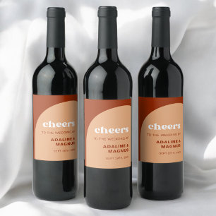 Elegant Chic Peach Terracotta Arch Boho Wedding Wine Label