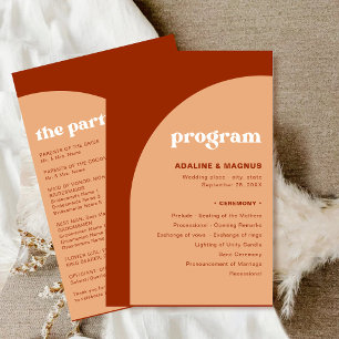 Elegant Chic Peach Terracotta Arch Wedding Program