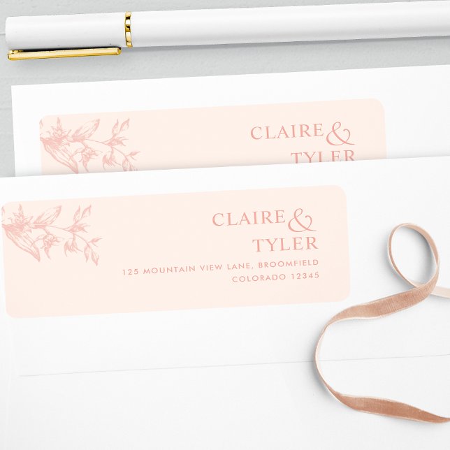 Elegant Chic Peach Wedding Return Address (Creator Uploaded)