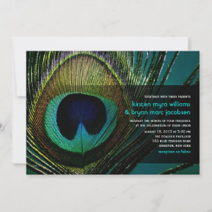 Elegant Chic Peacock Feather Photography Wedding Invitation