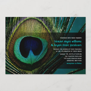 Elegant Chic Peacock Feather Photography Wedding Invitation