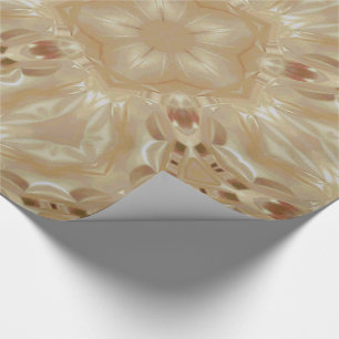 Elegant Chic Pearl Peach Kaleidoscopic Star Flower Wrapping Paper