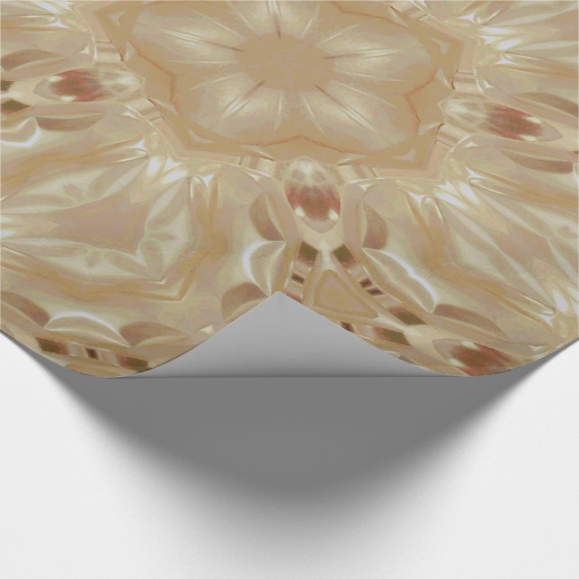 Elegant Chic Pearl Peach Kaleidoscopic Star Flower Wrapping Paper (Corner)