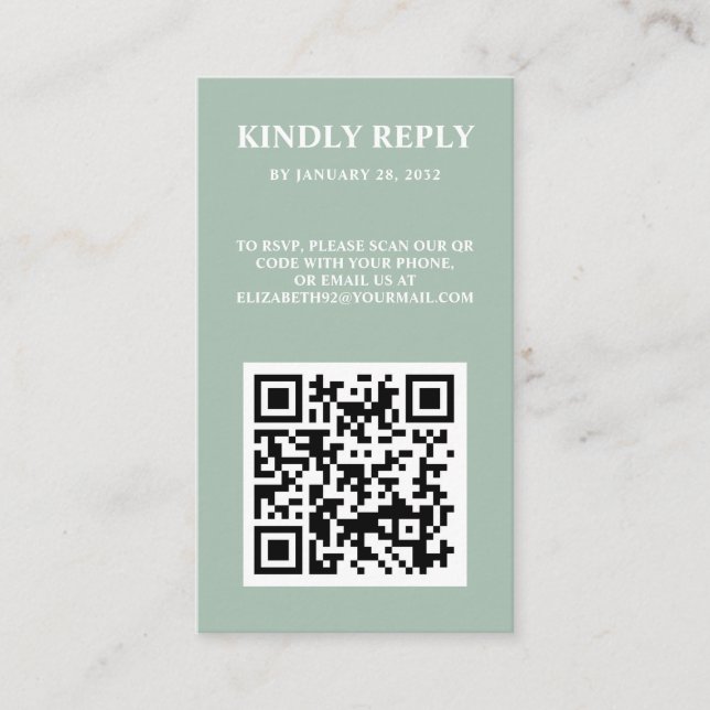 Elegant chic photo QR Code online RSVP Enclosure Card (Front)