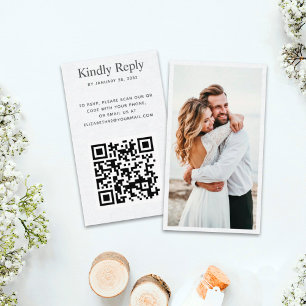 Elegant chic photo QR Code online RSVP  Enclosure  Card