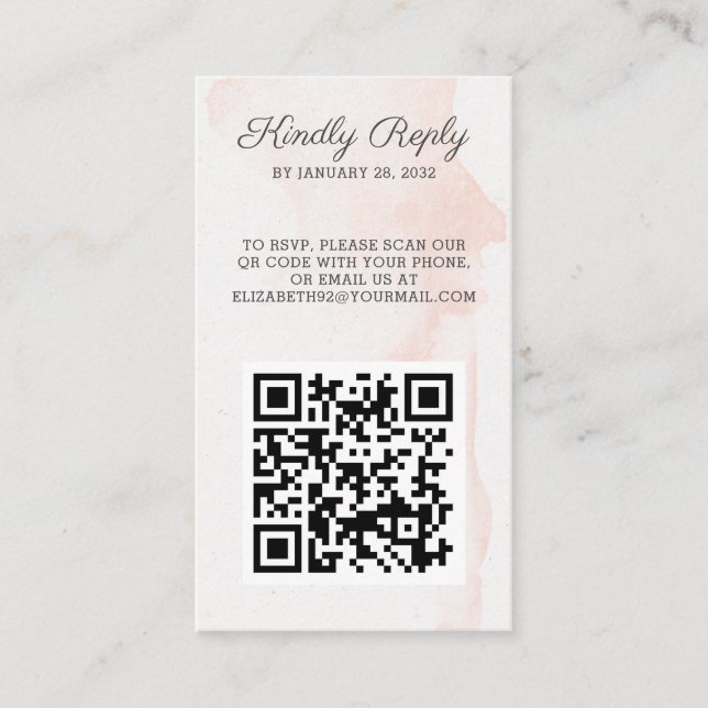 Elegant chic photo QR Code online RSVP Enclosure Card (Front)