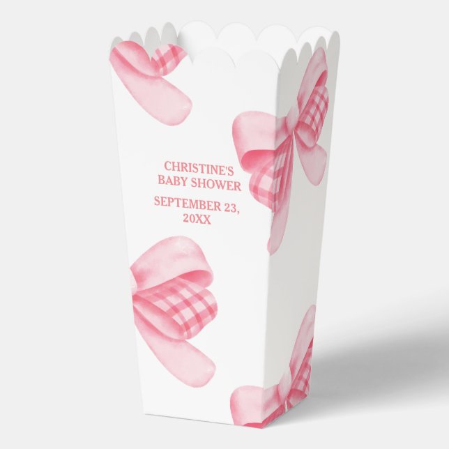 Elegant & Chic Pink Bow Girl Baby Shower Favour Box (Front)