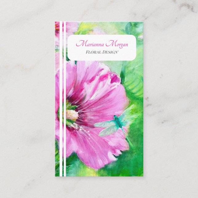 Elegant Chic Pink Floral Business Card (Front)