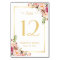 Elegant Chic Pink Floral Gold Wedding Table Number