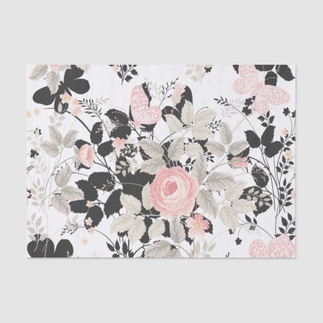 Elegant chic Pink Floral pattern Beautify Tissue Paper (Front)